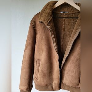 Zara Sherling Lined Bomber Jacket